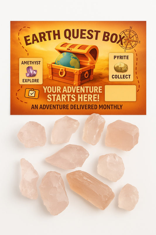 Rose Quartz Specimen with Collector Card (4"x6")