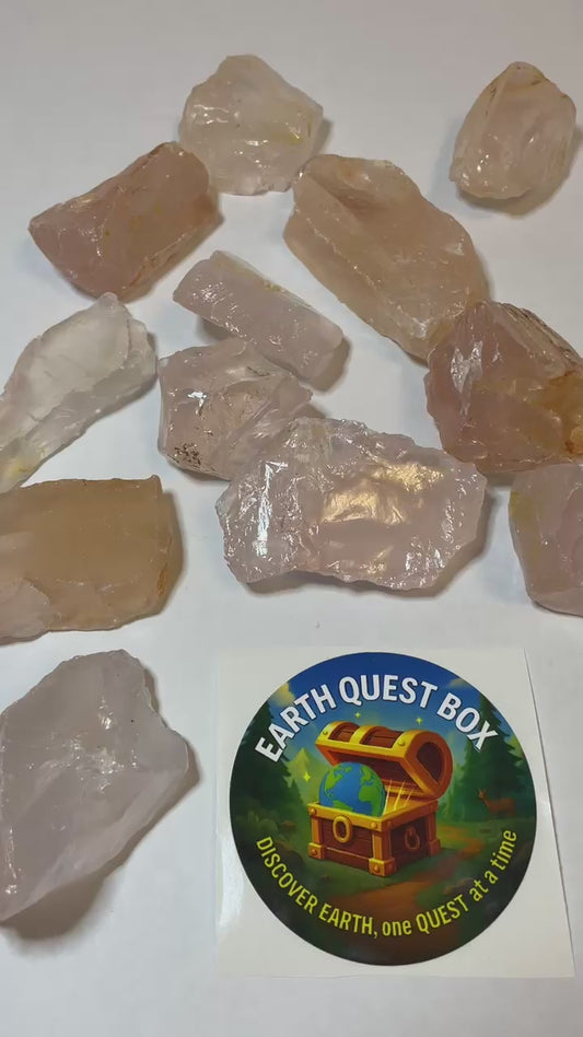 Rose Quartz Specimen with Collector Card (4"x6")